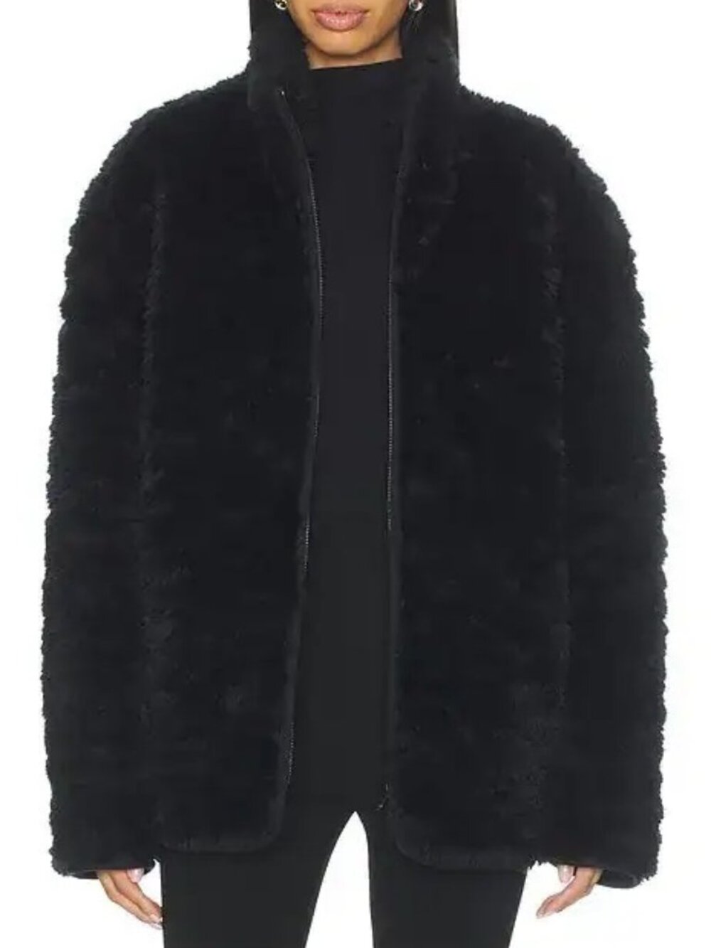 SKIMS Faux Fur Zip Up Mock Neck Jacket | Onyx | XS | NWT 🏷️